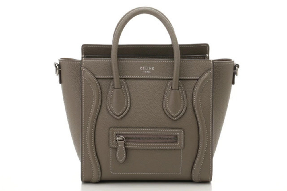 Celine Luggage Tote Shopper Shoulder Bag Calfskin Embossed Leather Slip on